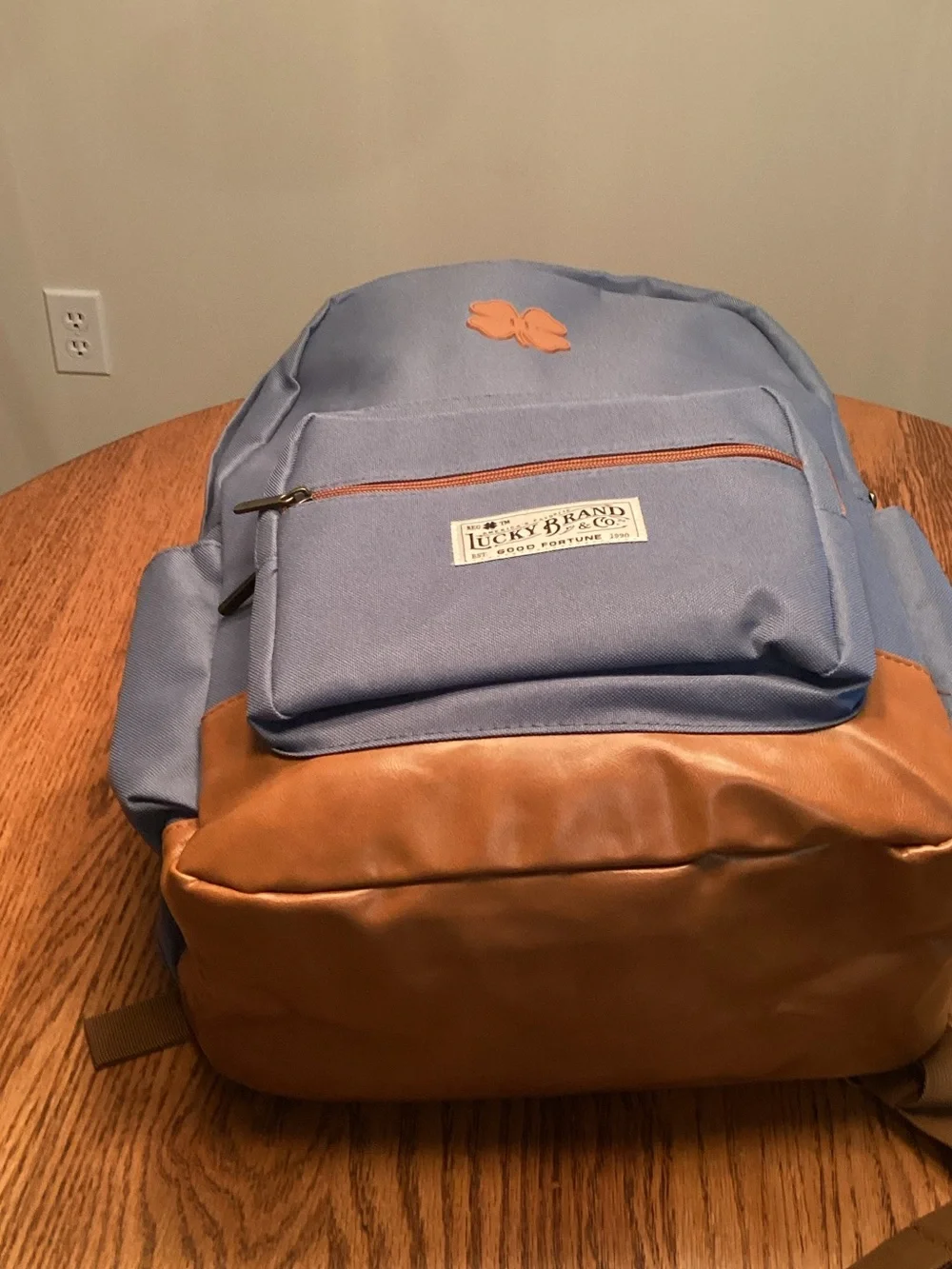 Lucky Brand Light Blue Backpack with Tan Accents